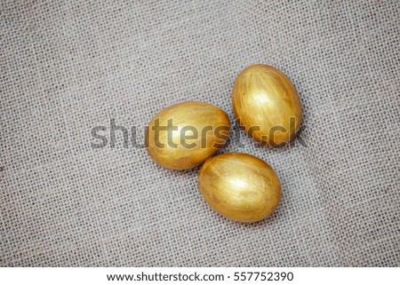 Golden egg isolated on texture background
