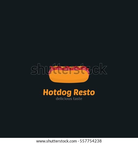 Hotdog restaurant Logo Design Vector. Flat Style
