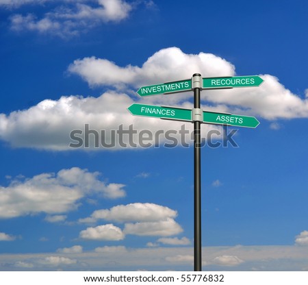 Road sign against the blue sky. Concept.