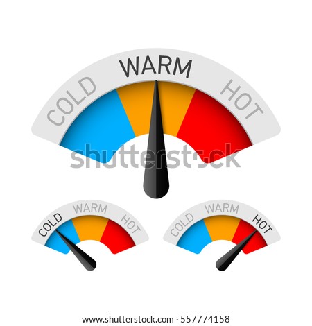 Cold, warm and hot temperature gauge vector illustration Royalty-Free Stock Photo #557774158