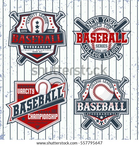 Set of Vintage t-shirt graphic designs,  Creative print stamps, baseball typography emblems, sports logos, Vector