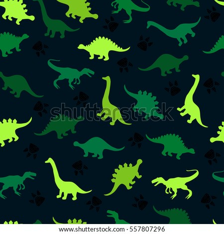 Cute kids pattern for girls and boys. Colorful dinosaurs on the abstract grunge background create a fun cartoon drawing. The background is made in neon colors. Urban backdrop for textile and fabric.  Royalty-Free Stock Photo #557807296