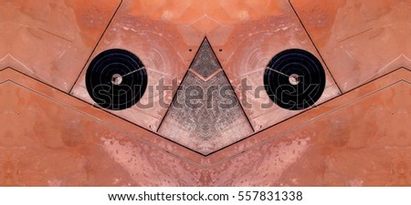 Point of view, Tribute to Dalí, abstract symmetrical photograph of the deserts of Africa from the air, aerial view, abstract expressionism, mirror effect, symmetry, kaleidoscopic