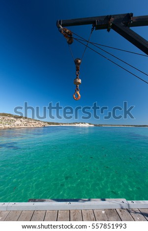 Cargo crane on jetty at Vivonne Bay, Kangaroo Island, Australia