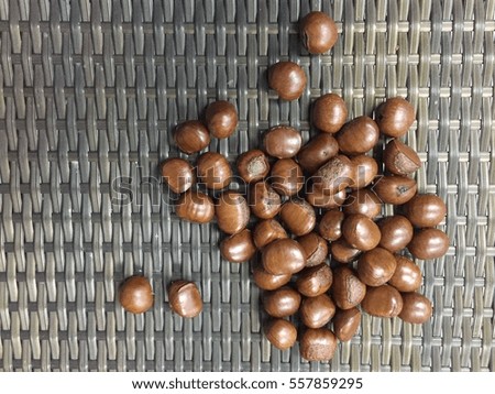 Group of edible chestnuts