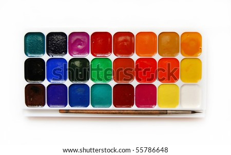 Opened paints with various colors Royalty-Free Stock Photo #55786648