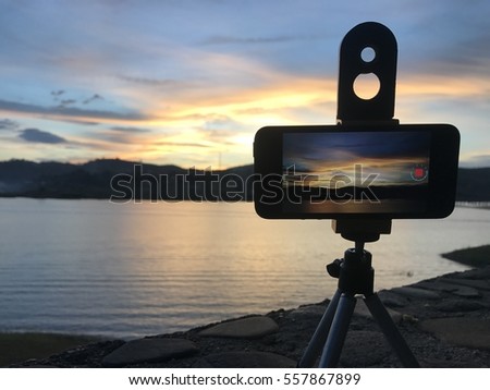 Smartphone video time lapse sunset on the river.
