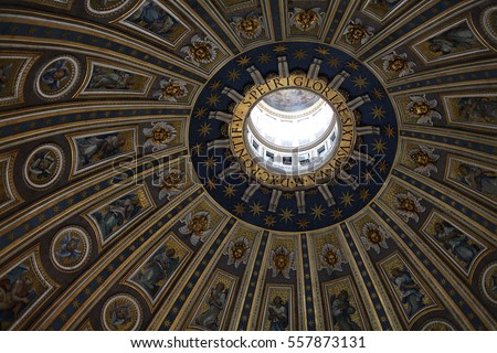 The dome of the Sistine Chapel in the Vatican Royalty-Free Stock Photo #557873131