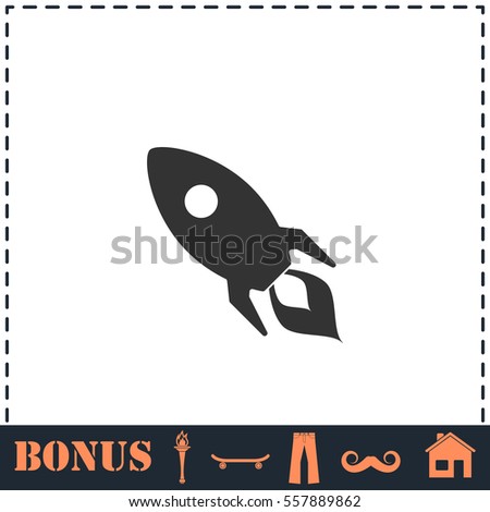 Rocket icon flat. Simple vector symbol and bonus icon