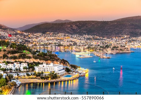 View of Bodrum Castle and Marina, Turkey Royalty-Free Stock Photo #557890066