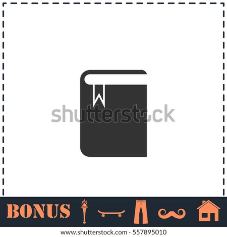 Book with bookmark icon flat. Simple vector symbol and bonus icon