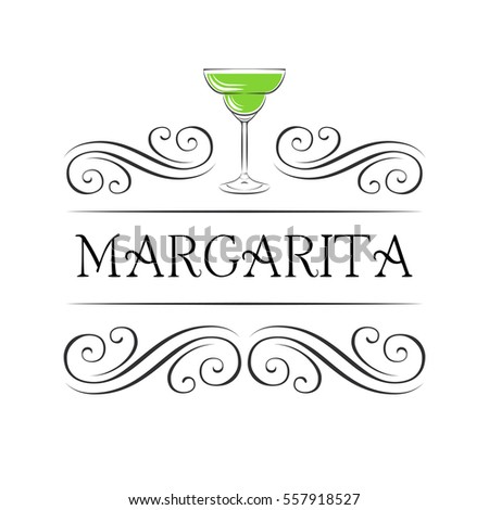 Margarita, Drinking Glass, Cocktail Vector Illustration Isolated