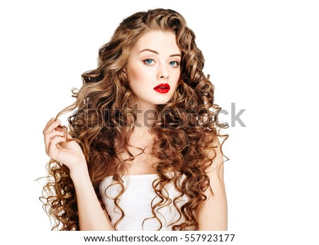 Beautiful People Curly Hair Fashion Girl With Healthy Long Wavy