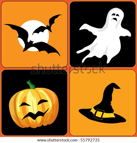 A vector illustration of Halloween elements
