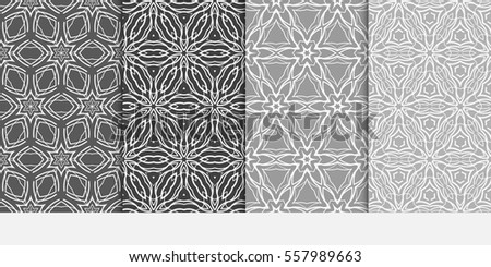 set of Lace seamless pattern with floral ornament. Creative Vector illustration. grey color for design invitation, background, wallpaper