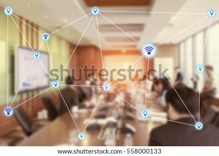 Wifi signal in the conference,office.

 Royalty-Free Stock Photo #558000133