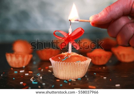 cupcake with a candle holiday