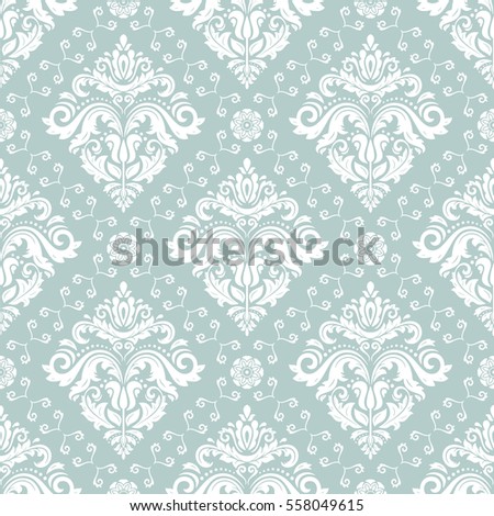 Seamless classic vector light blue and white pattern. Traditional orient ornament. Classic vintage background.