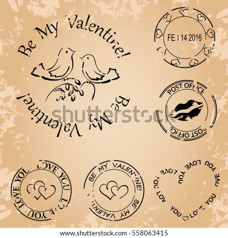 grunge stamps for valentine day - vector elements