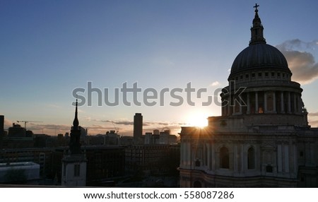 London skyline sunset