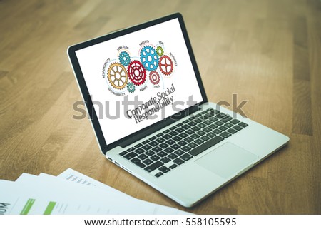 Gears and Corporate Socail Responsibility Mechanism on Laptop Screen