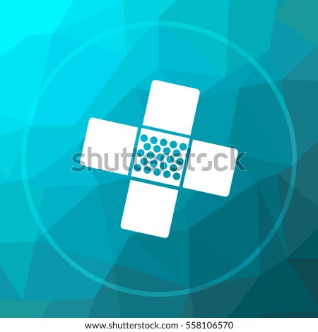 Medical patch icon. Medical patch website button on blue low poly background.
