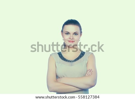 Beautiful woman portrait. Isolated on white background
