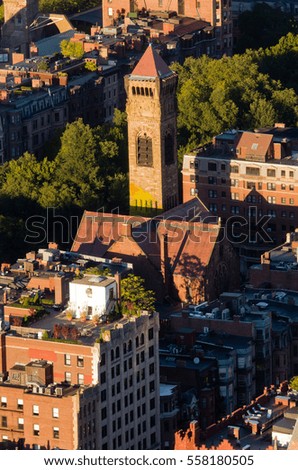 Top view of Boston, Massachusetts, USA