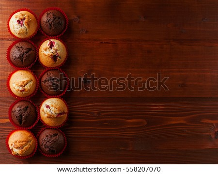 muffins on a dark background