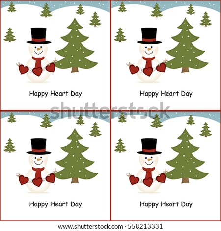 Snowman Holding Hearts Background - Happy Heart Day