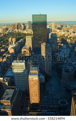 Top view of Boston, Massachusetts, USA