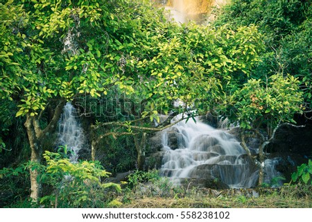 Pha Charoen Waterfall at National Park, Mae Sot, Tak, Thailand, Vintage Style