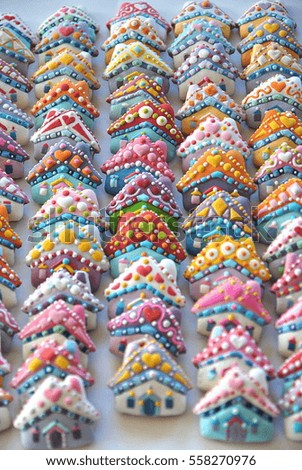 Christmas roofs , Christmas cookie card , house shaped