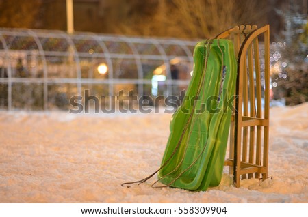 Children sled night
