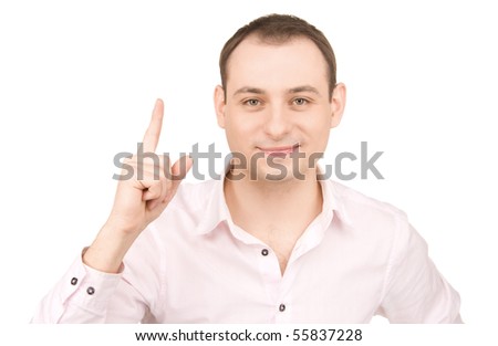 picture of attractive businessman with his finger up
