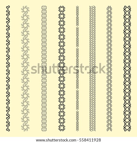 Set of abstract, ornamental and vintage borders for design card, invitation, brochure, book, magazine.