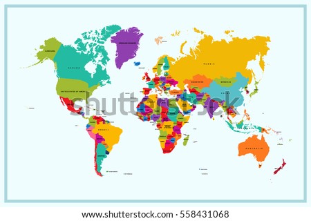 World map with country name
