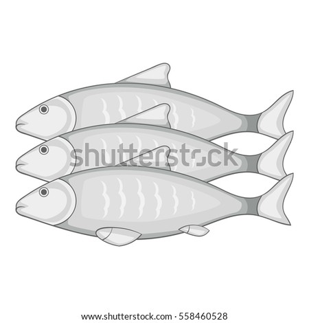 Three fish icon. Cartoon illustration of three fish vector icon for web design