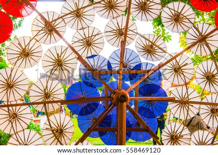 Background of Thai native umbrella, Thailand.