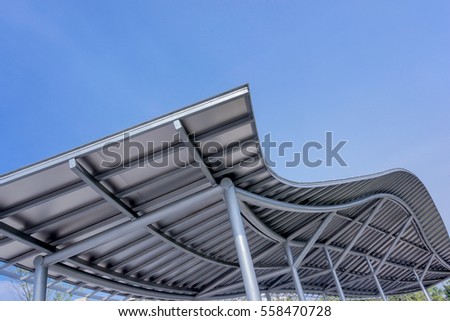 park design metal canopy as protection from the sun and is weatherproof Royalty-Free Stock Photo #558470728