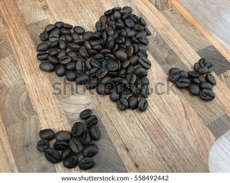 Heart picture coffee beans on floor