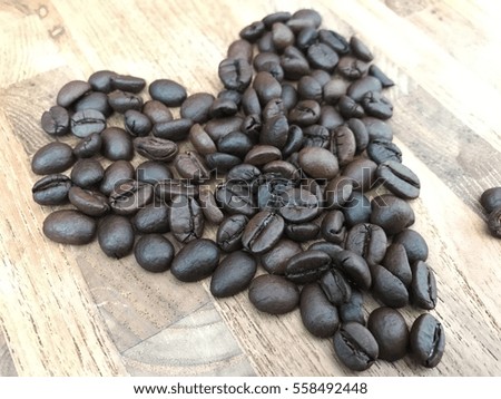 Heart picture coffee beans on floor