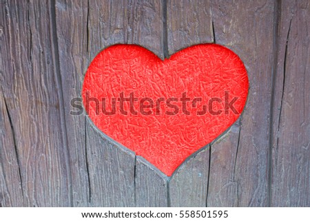 Valentine Concept Red heart shape on wood