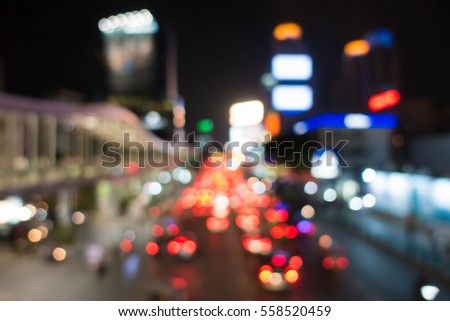 blurred picture : Traffic jam in downtown,  Bangkok , Thailand 