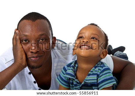Young afro american family in a studio setting.