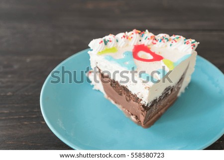 happy birthday ice-cream cake on table