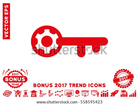 Red Key Options icon with bonus 2017 trend clip art. Vector illustration style is flat iconic symbols, white background.