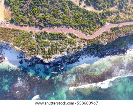 A photo of coastline from an areial drone