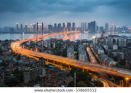 Wuhan, Hubei, China parrot island Yangtze River Bridge Royalty-Free Stock Photo #558605512