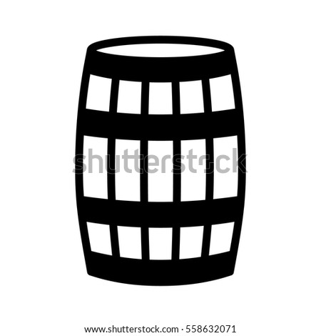 Wine wooden oak barrel, cask or tun flat vector icon for apps and websites